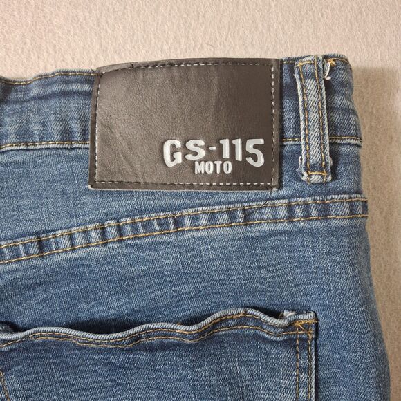 GS 115 Moto Jeans Mens 38x30 Blue Denim Distressed Motorcycle Straight Leg - Picture 14 of 14